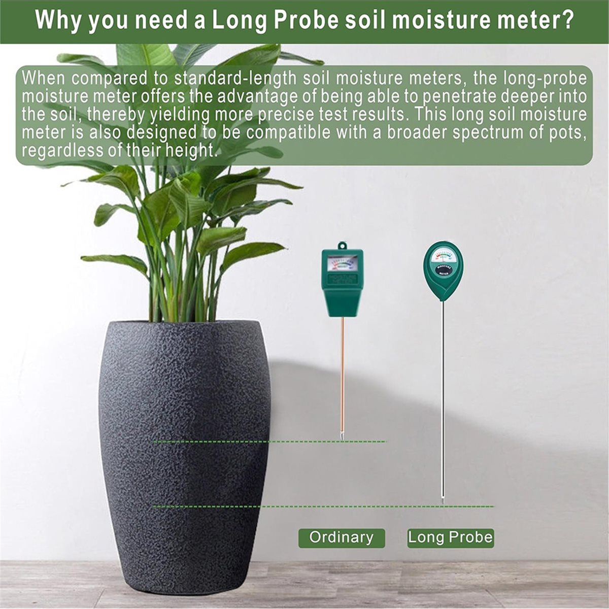 Plant Sensor - LNHF Lange Sonde Diepgaande Bodemvochtigheidsmeter, Watermonitor